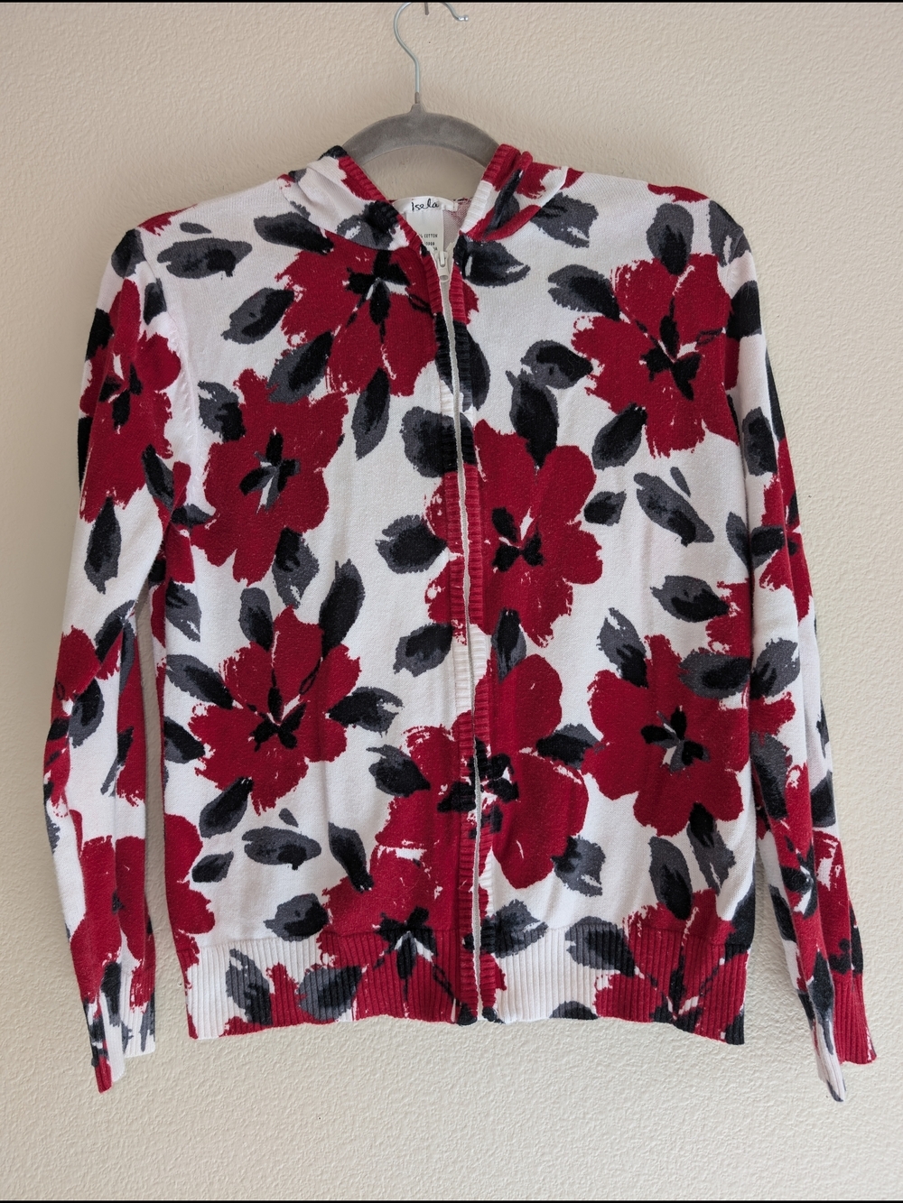 Isela Floral Zip Up Hoodie Womens Size Medium